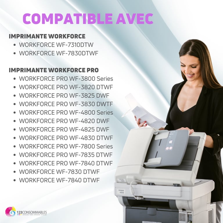 123CONSOMMABLES 405XL Cartouches d'encre compatible avec Epson 405XL Workforce Pro WF 3820DWF 3825DWF 4820DWF 4825DWF WF 7830DTWF WF 7835DTWF WF 7840DTWF 3 / 3 Cyan / 3 / 3 Jaune Neuf - vue 2