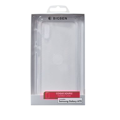 BigBen Connected Carcasa protectora para Galaxy A70 fina y suave con bordes reforzados Transparente