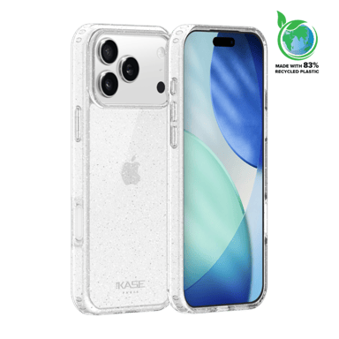 Funda híbrida brillante transparente para Apple iPhone 17 Pro Max, 83% plástico reciclado, protección diaria contra arañazos y golpes