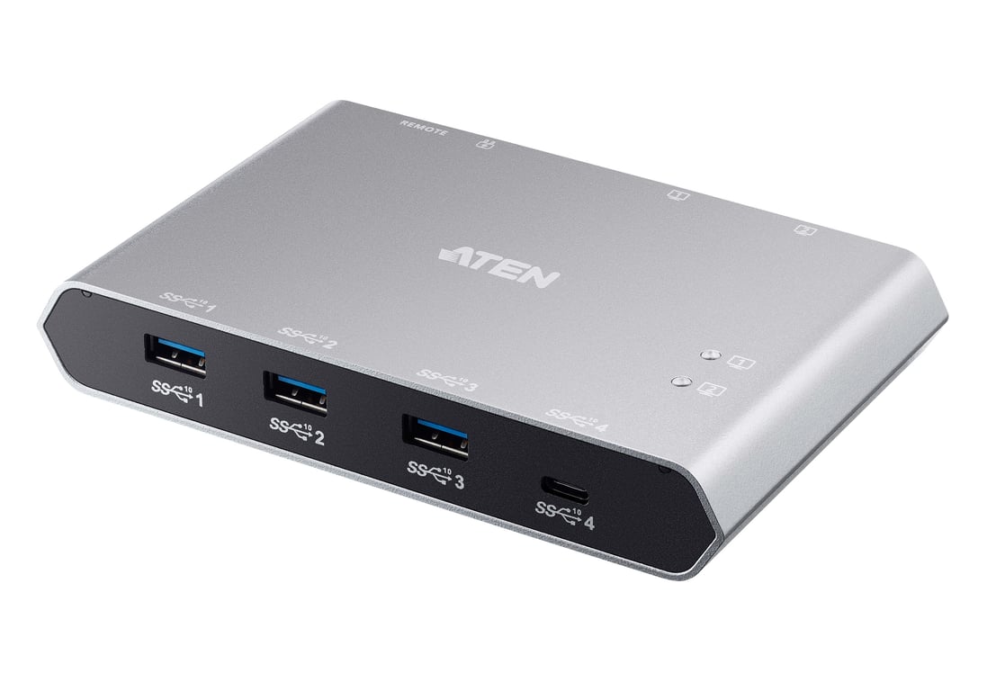 ATEN US3342 Commutateur de partage des périphériques USB 3 x USB 3.2 Gen 2 + 1 x USB C alimentation électrique de bureau - vue 2