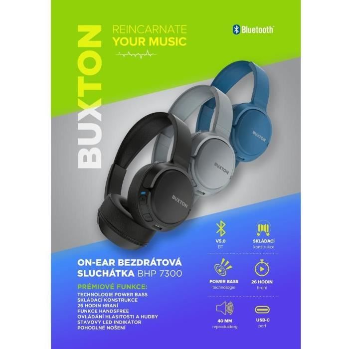 Casque Supra Auriculaire Sans Fil Buxton BHP 7300 – Autonomie 26 Heures, Fonction Mains Libres - vue 3