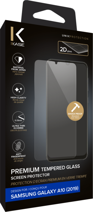 Protection d'écran premium en verre trempé pour Samsung Galaxy A10 2019, Transparent