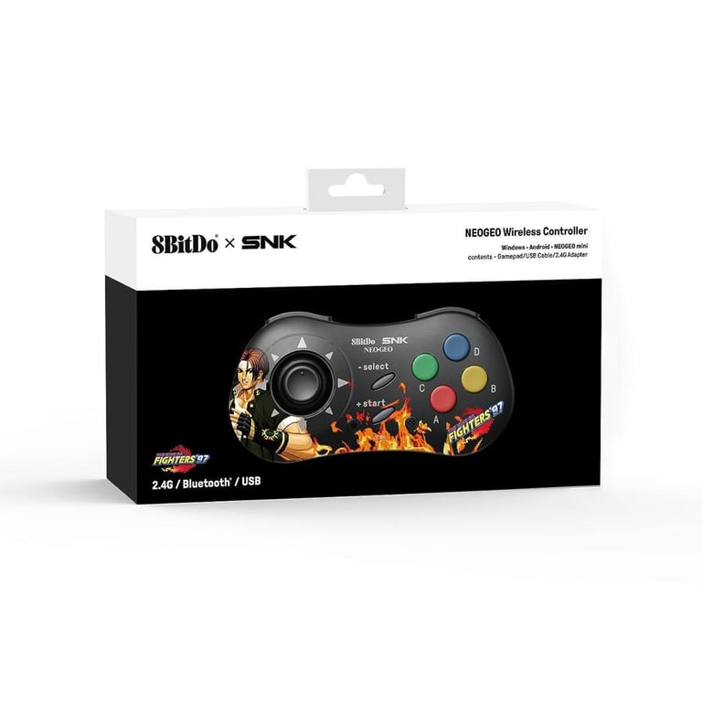 Kyo Kusanagi Edition : 8Bitdo Manette Bluetooth Style SNK Neo Geo compatible PC Windows Android & Neo Geo Mini Neuf