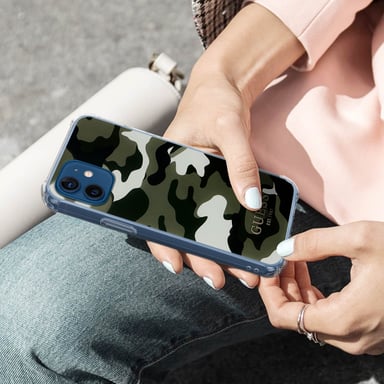 Coque pour iPhone 12 et 12 Pro avec Dragonne Motif Camouflage Vert