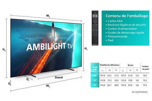 TV OLED Philips 65OLED708 164 cm 4K UHD Smart TV 2023 Chrome satiné