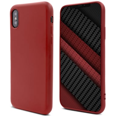 Moozy Lifestyle. Coque conçue pour iPhone X et iPhone XS, Vintage Pink - Coque en silicone liquide avec finition mate et doublure en microfibre douce
