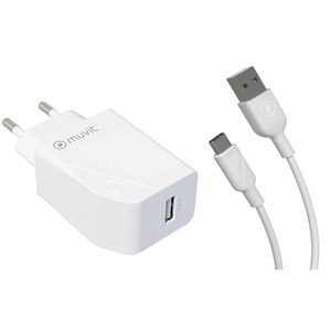 Muvit For Change Pack Cargador de Red 12W+Cable Usb C 1.2M Blanco