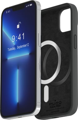 Coque Apple iPhone 14 Plus Silicone Icon Compatible MagSafe Noire Puro