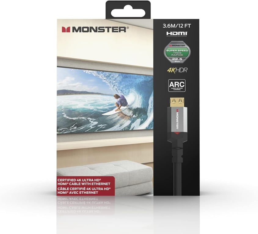 Câble HDMI Monster Cable Essentiels 4K HDR 1 8 et avec Ethernet - vue 10