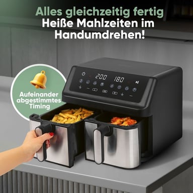 Friteuse à air chaud Air fryer double panier 9L Inox Proficook PC-FR1296H-Inox