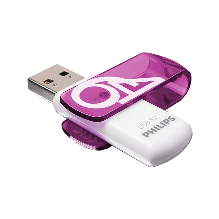 Philips FM64FD00B lecteur USB flash 64 Go USB Type-A 3.2 Gen 1 (3.1 Gen 1) Violet, Blanc - Neuf
