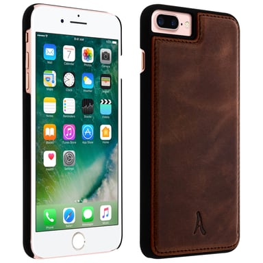 Coque iPhone 8+, 7+, 6+, 6S+ Protection Rigide Cuir Véritable Akashi Marron