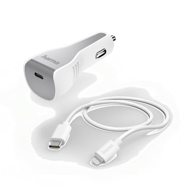 Hama 00183317 chargeur d'appareils mobiles Smartphone, Tablette Blanc Allume-cigare Charge rapide Auto