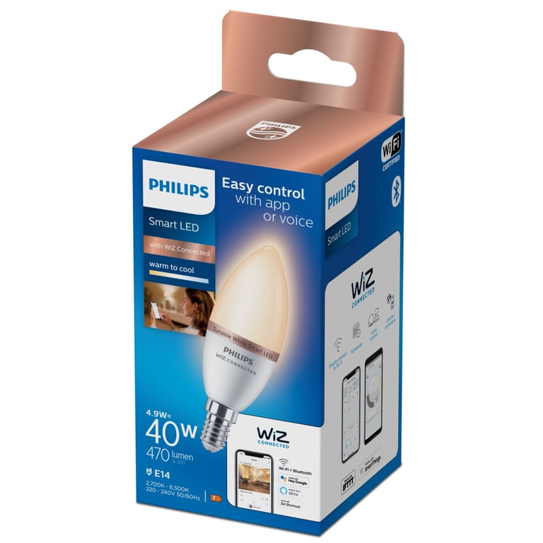 Ampoule Connectée Philips Hue E14 Flamme – 4.9W, Lumière Variable