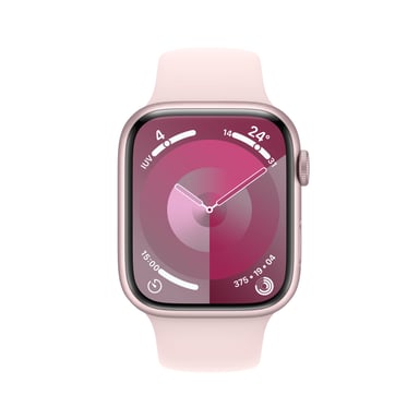 Watch Series 9 GPS, boitier en aluminium de 45 mm avec boucle en caoutchouc, Rose, M/L