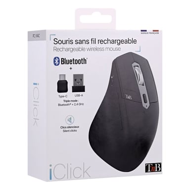 Mouse wireless semi-ergonomico T'nB Dual Connect iClick (nero)