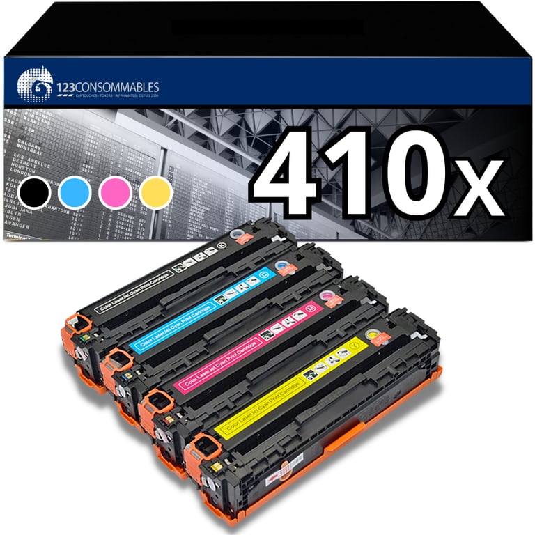 123CONSOMMABLES Toners compatible avec HP CF410A CF410X pour HP Color Laserjet Pro MFP M477fdw M477fnw M477fdn M452nw M377dw M452dn M452dw M477 M452 CyanJaune Neuf