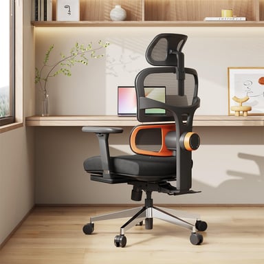 NEWTRAL NT002 Chaise Ergonomique avec Repose-Pieds, Dossier et Têtière Auto-Suivants, Support Lombaire Adaptatif