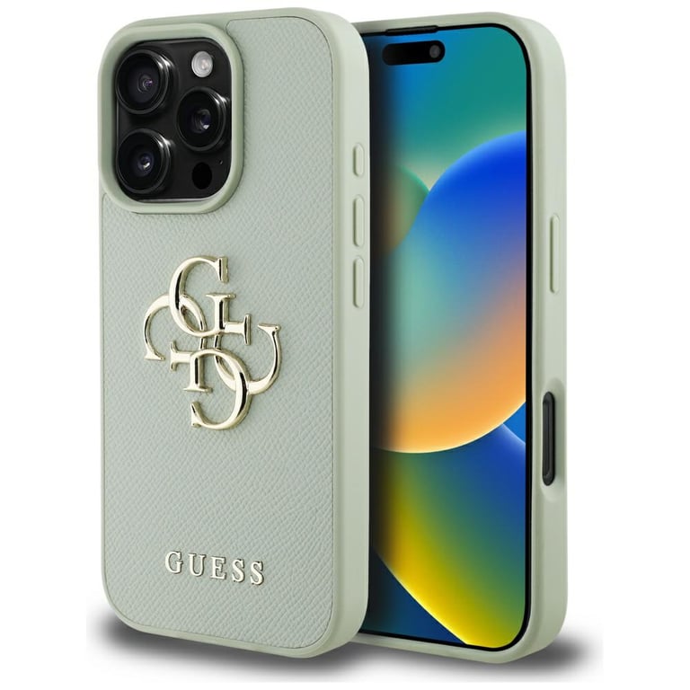 Coque pour iPhone 16 Pro Max Guess grainé grand Logo 4G petit Logo classique - vue 2