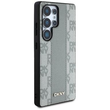 Custodia DKNY in pelle a motivo check compatibile MagSafe per S25 Ultra, colore taupe