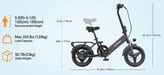 Vélo électrique pliable HillMiles Mile 1 250 W, batterie 36 V 10,4 Ah, 14 pouces