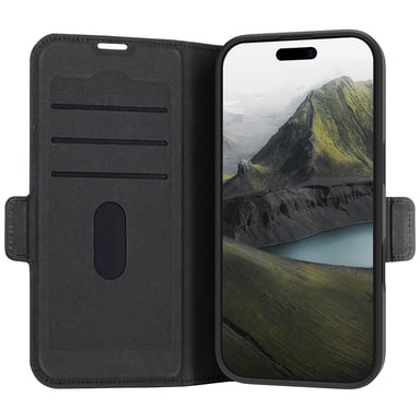 DBRAMANTE1928 Funda para Apple iPhone 16 Pro Folio Oslo Pro con ranura para tarjetas Negro