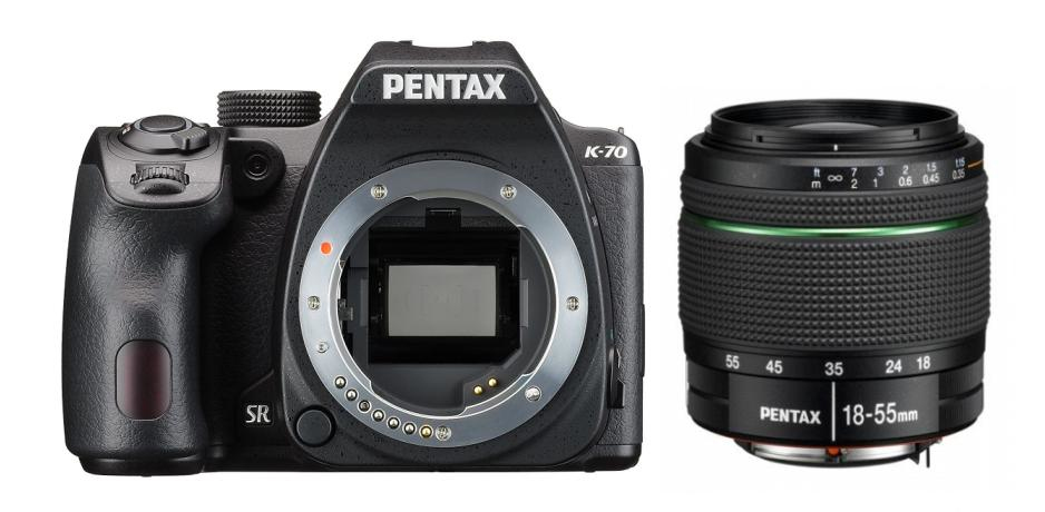 Pentax K-70 + 18-55 WR Juego de cámara SLR 24,24 MP CMOS 6000 x 4000  Pixeles Negro - Pentax