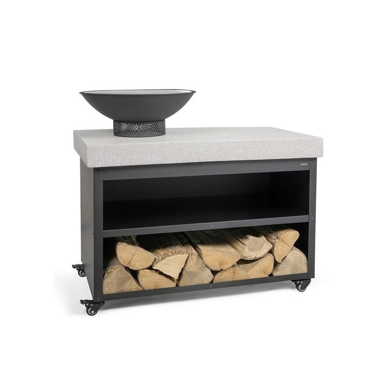 Brasero barbecue sur desserte LIVOO DOC329 3 en 1 Grille en fer chromé Hauteur 82 5 cm 4 roues Bois et - vue 5
