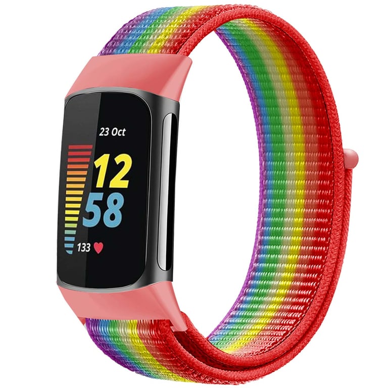 imoshion Bracelet en nylon pour le Fitbit Charge 5 Taille Rainbow Neuf