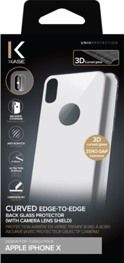 Protezione posteriore in vetro temperato curvo da bordo a bordo (con protezione dell'obiettivo della fotocamera) per Apple iPhone X, bianco argento