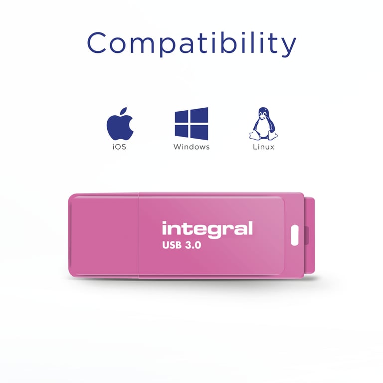 Integral INFD64GBNEONPK3.0 lecteur USB flash 64 Go USB Type-A 3.2 Gen 1 (3.1 Gen 1) Rose - Neuf