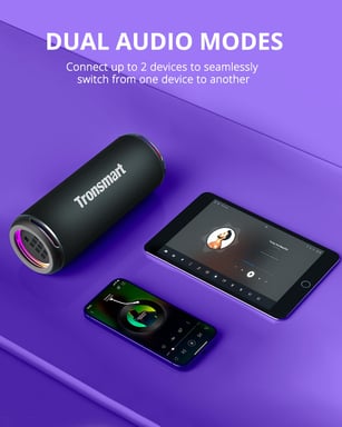 Tronsmart T7 Lite Altavoz Bluetooth 5.3, 30W Altavoz Potente Portátil con Luz LED de Color, Impermeable IPX7, Sonido Estéreo, Control de la App, Apoya TF, SD, para Fiestas, Exterior