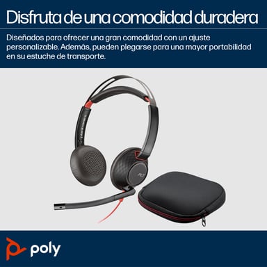 Poly Auriculares Blackwire 5220 estéreo USB-C + conector de 3,5 mm + adaptador USB-C/A (paquete)