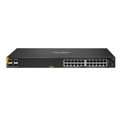HPE Aruba Networking CX 6100 24G Class4 PoE 4SFP+ 370W Géré L3 Gigabit Ethernet (10/100/1000) Connexion Ethernet, supportant l'alimentation via ce port (PoE) 1U Noir