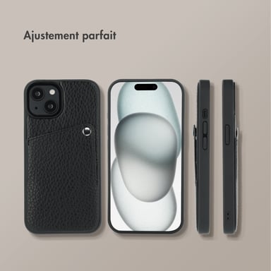 Selencia Coque Riva avec porte-cartes pour Apple iPhone 15 - Noir