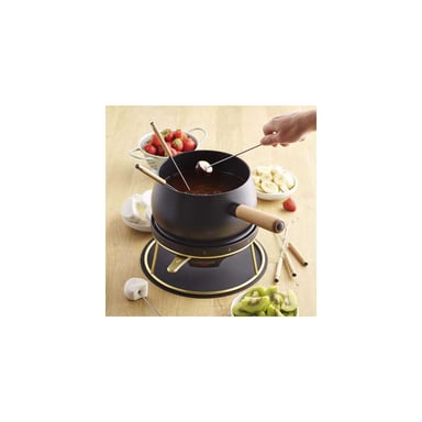 Service à fondue Lagrange 349502 1,5 L utile 1200 W Induction 8 pics bois Noir/Doré