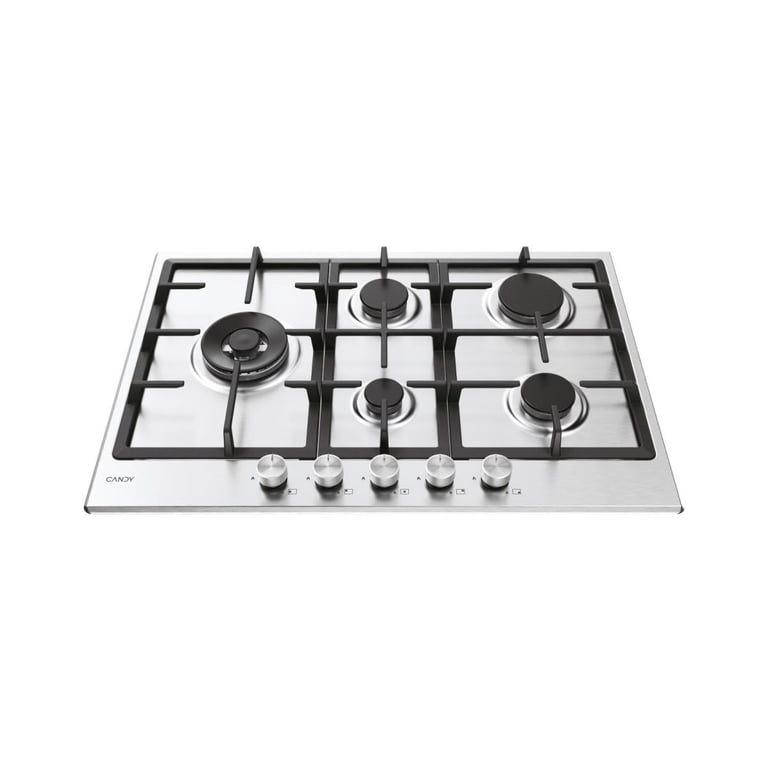 Candy CHG7WL4WTX Table de cuisson à gaz encastrable 74 5 cm Acier inoxydable 5 brûleurs Neuf - vue 2