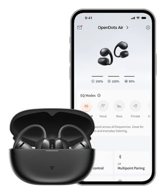 OpenDots Air - Auriculares inalámbricos SHOKZ Bluetooth 6.1 con clip de oído abierto y micrófono, Negro