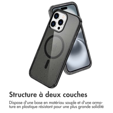 imoshion Coque Pailletée avec MagSafe pour Apple iPhone 16 Pro Max - Glitter Noir