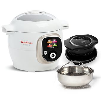 Mijoteur Moulinex Multicuiseur haute pression Cookeo+ avec accessoire air fryer Extra Crisp CE85XAF0 Blanc