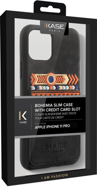 Bohemia Slim Case avec fente pour carte de crédit pour Apple iPhone 11 Pro, Noir olive