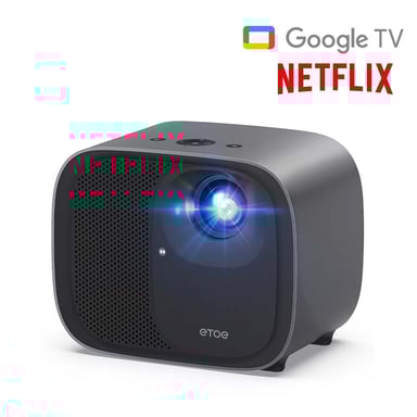 Vidéoprojecteur ETOE E3 Pro avec Google TV, 600 ANSI, 1080P Natif, Décodage 4K, Mise au point Automatique et Correction Keystone, Wi-Fi Double Bande et Audio 20W - Prise EU