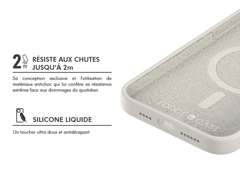 Coque renforcée MagSafe iPhone 17 Pro SILICONE 2m Blanc + Garantie à vie Force Case