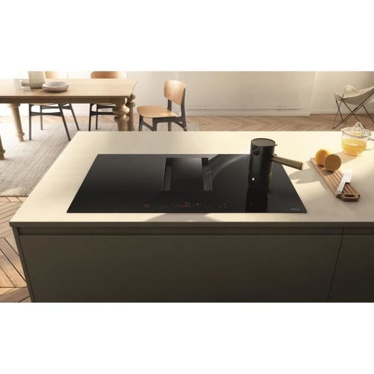Table induction ELICA NikolaTesla Alpha B 78 cm hotte intégrée Autocapture 4 zones 7400 W noir - Neuf