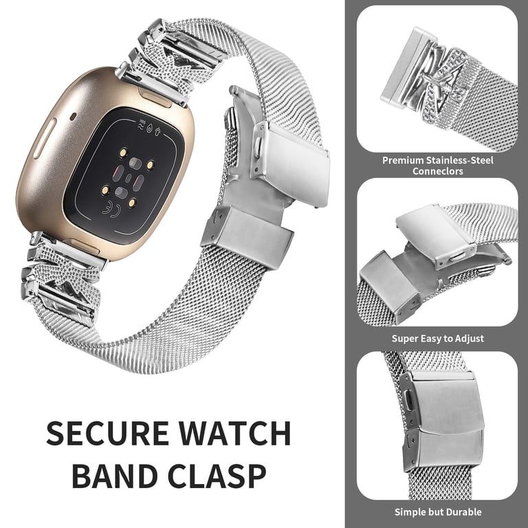 Bracelet de montre en acier inoxydable pour Fitbit Versa34Sense 2 Neuf - vue 3