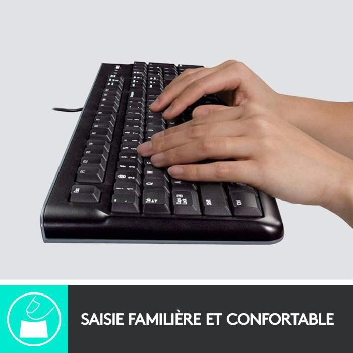 LOGITECH - Teclado empresarial K120 con cable - AZERTY - Negro