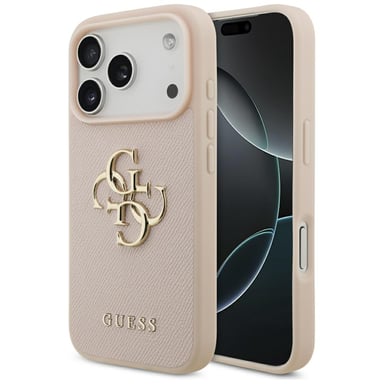 Custodia Guess Grained Big 4G & Classic Logo per iPhone 17 Pro rosa