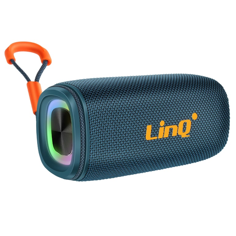 Enceinte Bluetooth 8W Portable Étanche IPX6 avec LED Multicolore Bleu - Neuf
