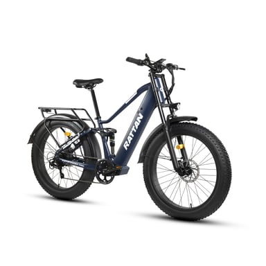 Bicicleta de Montaña Eléctrica RATTAN Pathfinder Pro con Batería de 48 V y 18 Ah, Shimano de 7 Velocidades - Azul
