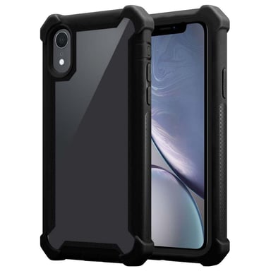 Coque pour Apple iPhone XR en NOIR AULNE Housse de protection Étui 2 en 1 avec bord en silicone TPU et dos en verre acrylique